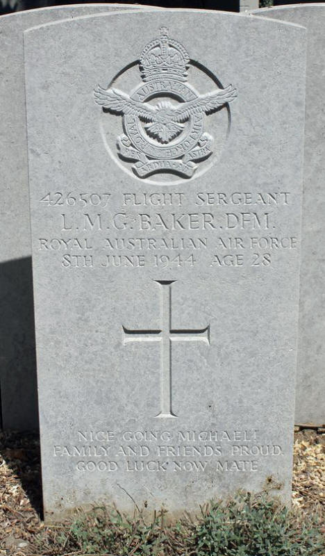 F/Sgt Louis Michael Gabriel Baker<br/><br /><br />died June 8th, 1944